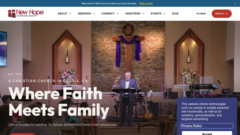 Homepage of New Hope Community Church, Clovis, California