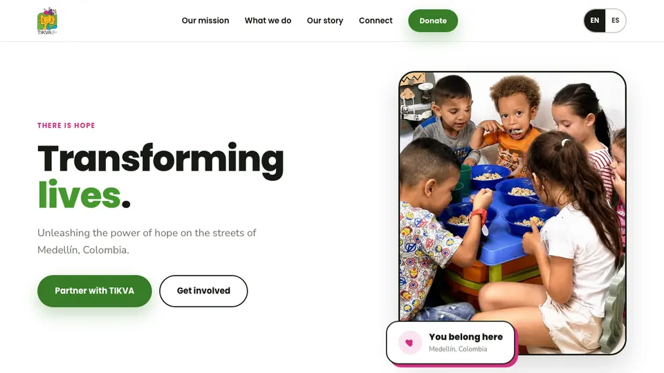 Homepage of TIKVA, Medellin, Colombia