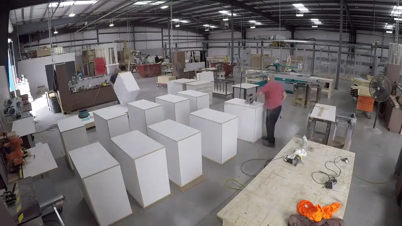 A busy cabinet shop floor, from one of our brand films